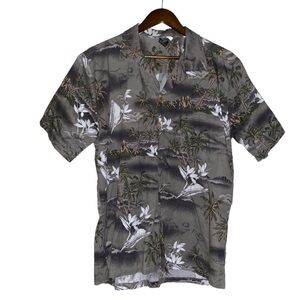 Palmwave Hawaii Palm Luau Surfer Aloha Button Up‎ Shirt Tropical Vacation Men M